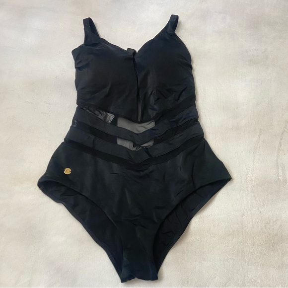 New! Leonisa Shaoeware Black lifting firming One-Piece Swimsuit 3835 - Picture 2 of 8